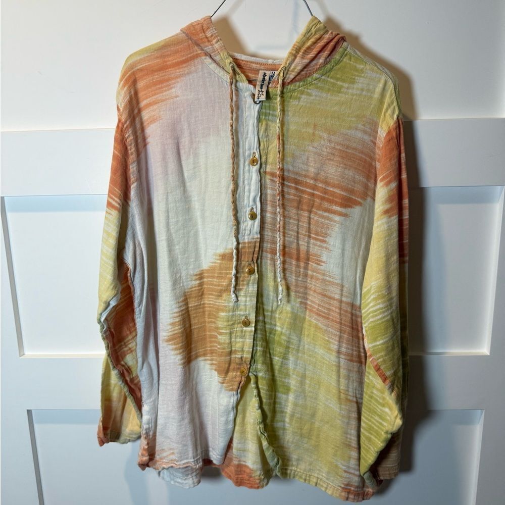 Winter Sun Multicolor Tie-Dye Button-Up Hoodie